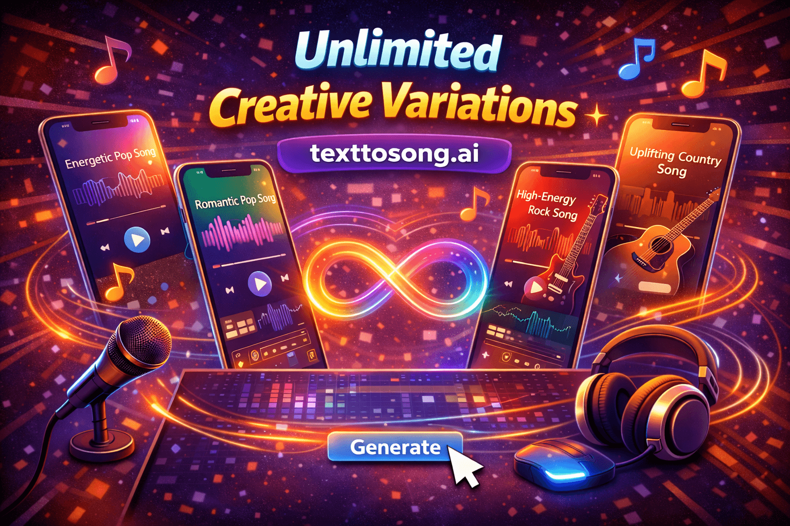 Generate unlimited song variations from text