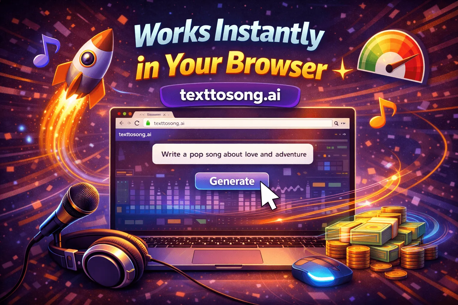 Browser-based text to song AI works on any device
